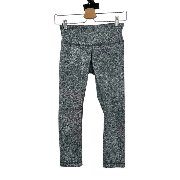 Lululemon Wunder Under Crop‎ III Rio Mist White Black Size 4 - Picture 1 of 8
